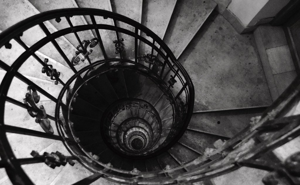 Spiral staircase leading downwards